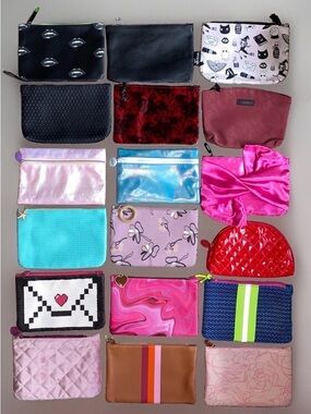 Lot of 18 IPSY Glam Bags Makeup Cosmetics Pouches ~ Halloween, Metallic, Quilted